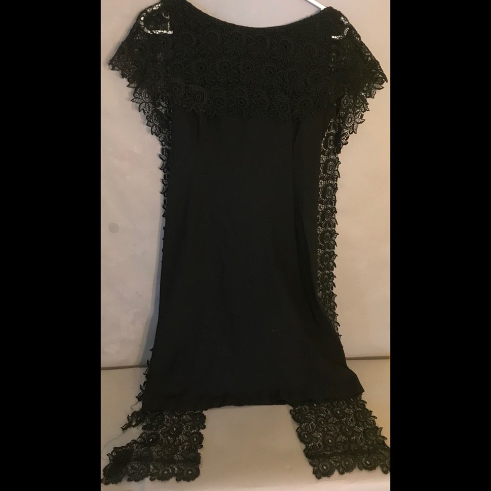 Vintage Black Lace Mourning Dress 1950s Slip